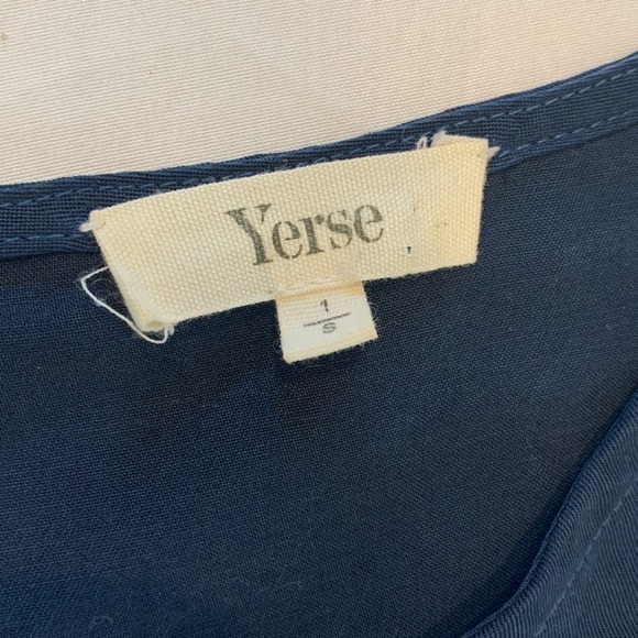 Yerse Navy Blue Lyocell Short Sleeve Knee Length Shift Dress Pockets Women Small - Picture 5 of 8